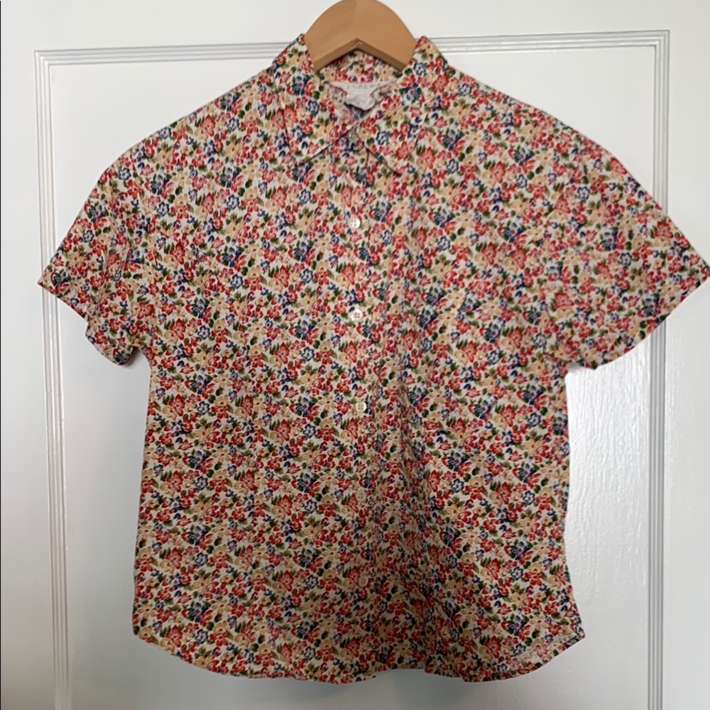 J. Crew Floral Fitted Cotton Button Up